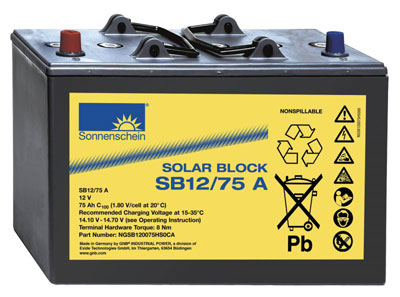 EXIDE Sonnenschein Solar Block  Loodaccu - Gel  12 Volt  Solar Block SB12/75A