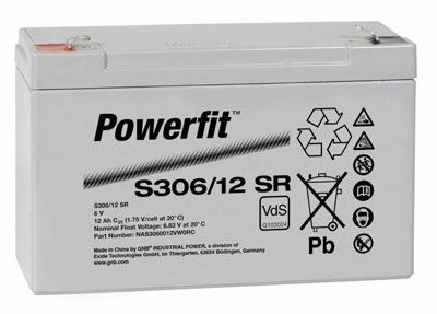 EXIDE Powerfit S300  Loodaccu - AGM  6 Volt  Powerfit S306/12SR
